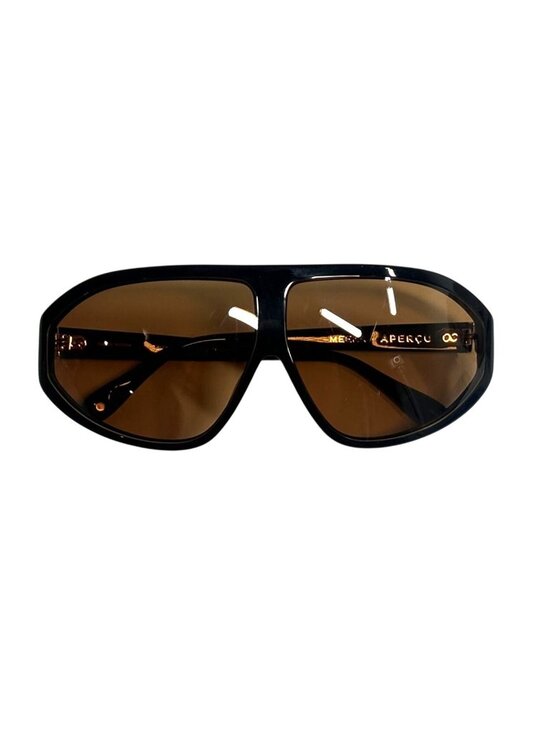 Meeka x Apercu Darkroom First Edition Shield Sunglasses in Black With Amber Lens main image 6